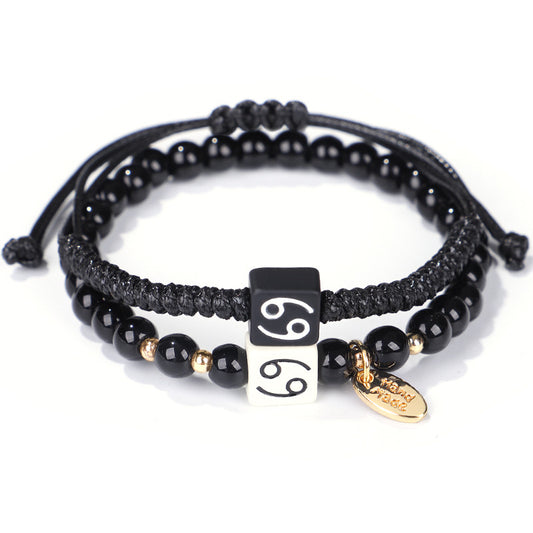 Couple Friends Bracelet Hand-Woven Black And White With Constellation Zodiac Hand Strap