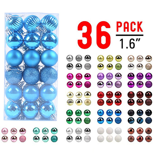 36 PC 1.6" Small Christmas Decoration Color Ball Whole Box Set