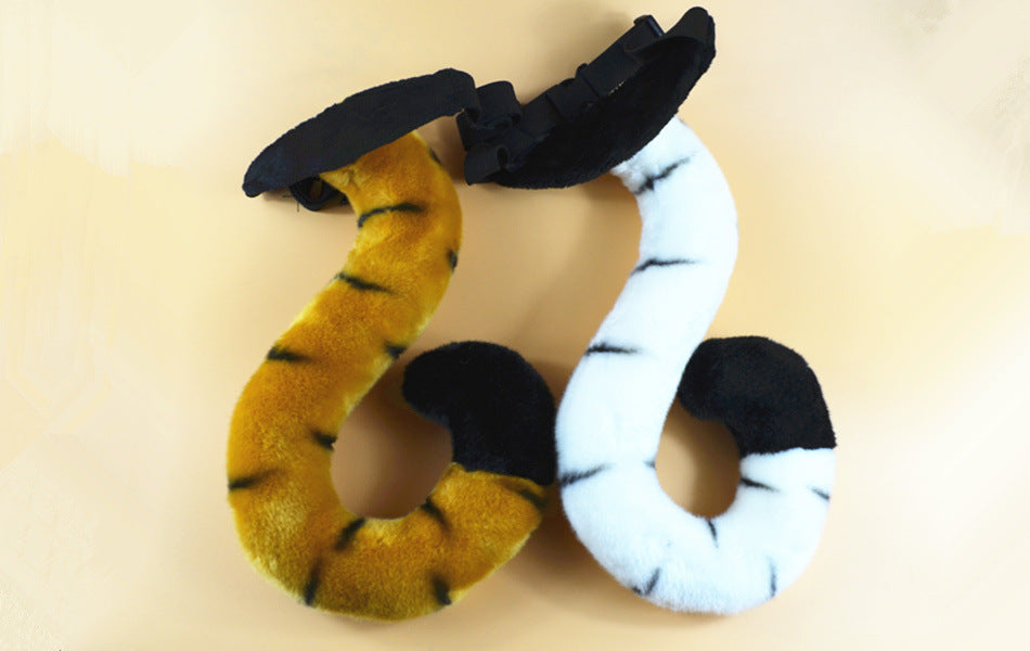 Plush Tiger Paw Gloves Tiger Ear Headband and Tail Costume