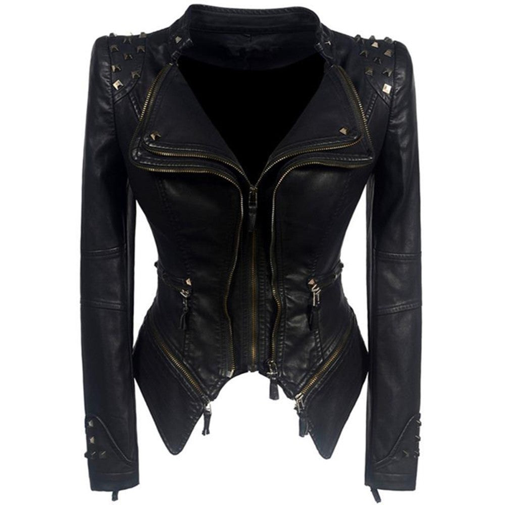 Slim-fit Tuxedo Faux Leather Jacket