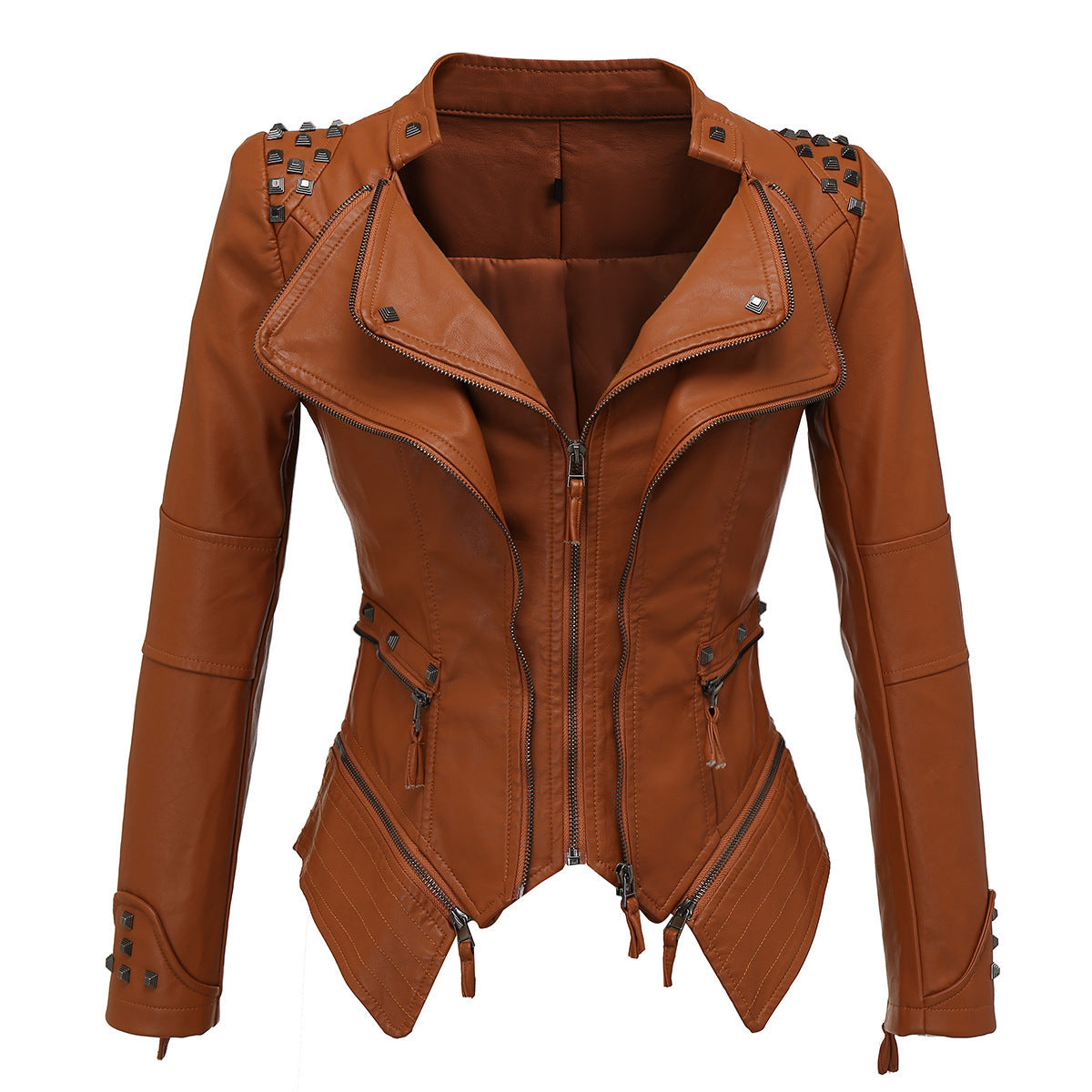 Slim-fit Tuxedo Faux Leather Jacket