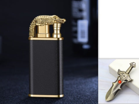 Windproof Blue Flame Lighter Dolphin Dragon Tiger Double Fire Metal