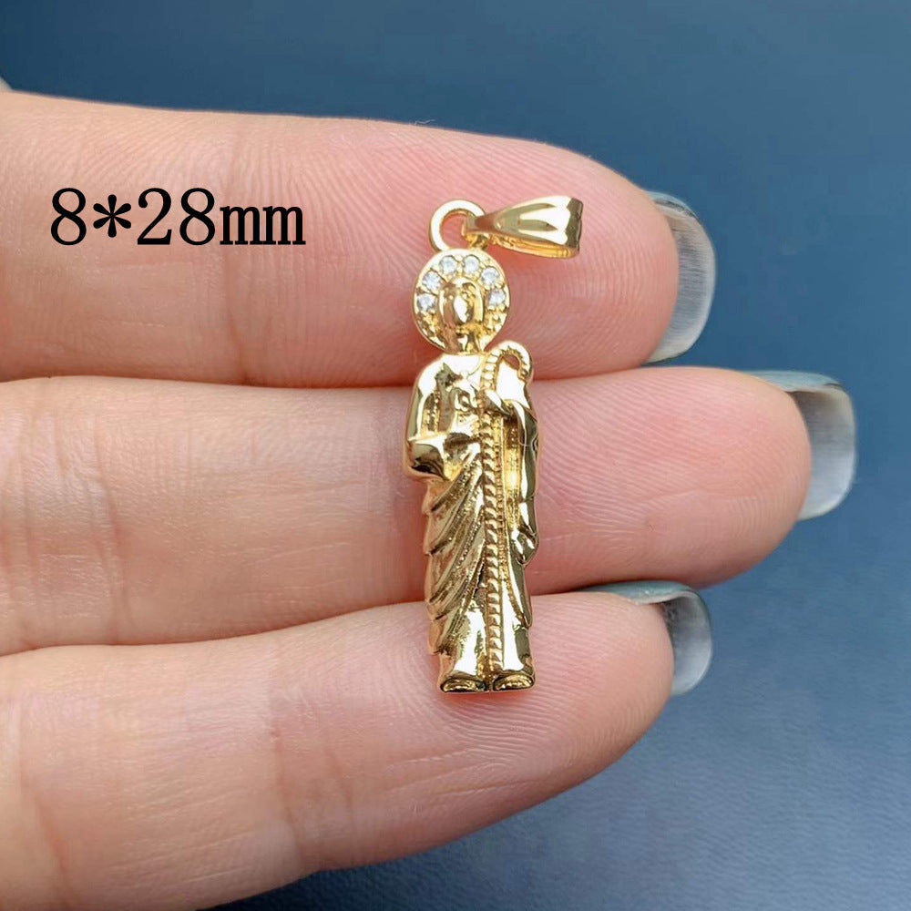 St Jude Necklace Pendant European And American Religious Copper Inlaid Zircon Pendant Jewelry Accessories